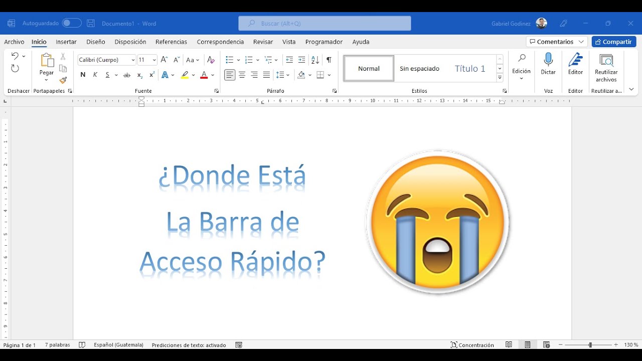 Barra de Herramientas Acceso Rápido Microsoft Word 365 / 2021