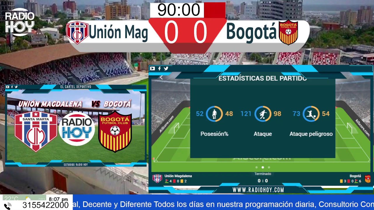 #ENVIVO  Unión  Magdalena 🔵🔴 🆚 Bogotá 🔴🟡#UniónMagdalena 🔵🔴#Bogotá🔴🟡#TorneoDimayor🏆#Barranquilla ⚽️