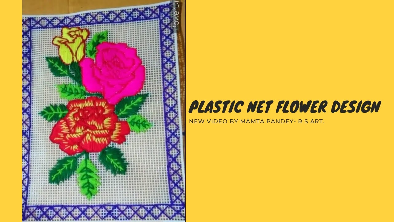 Plastic Net Flower Design By Mamta Pandey- R S Art प्लास्टिक नेट पर गुलाब बनाना सिखे