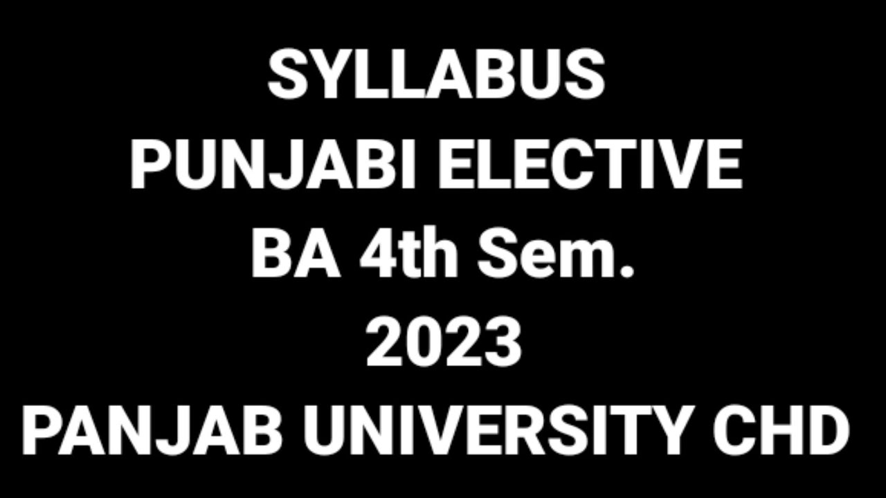 Syllabus Punjabi Elective BA 4th Sem Panjab university chd