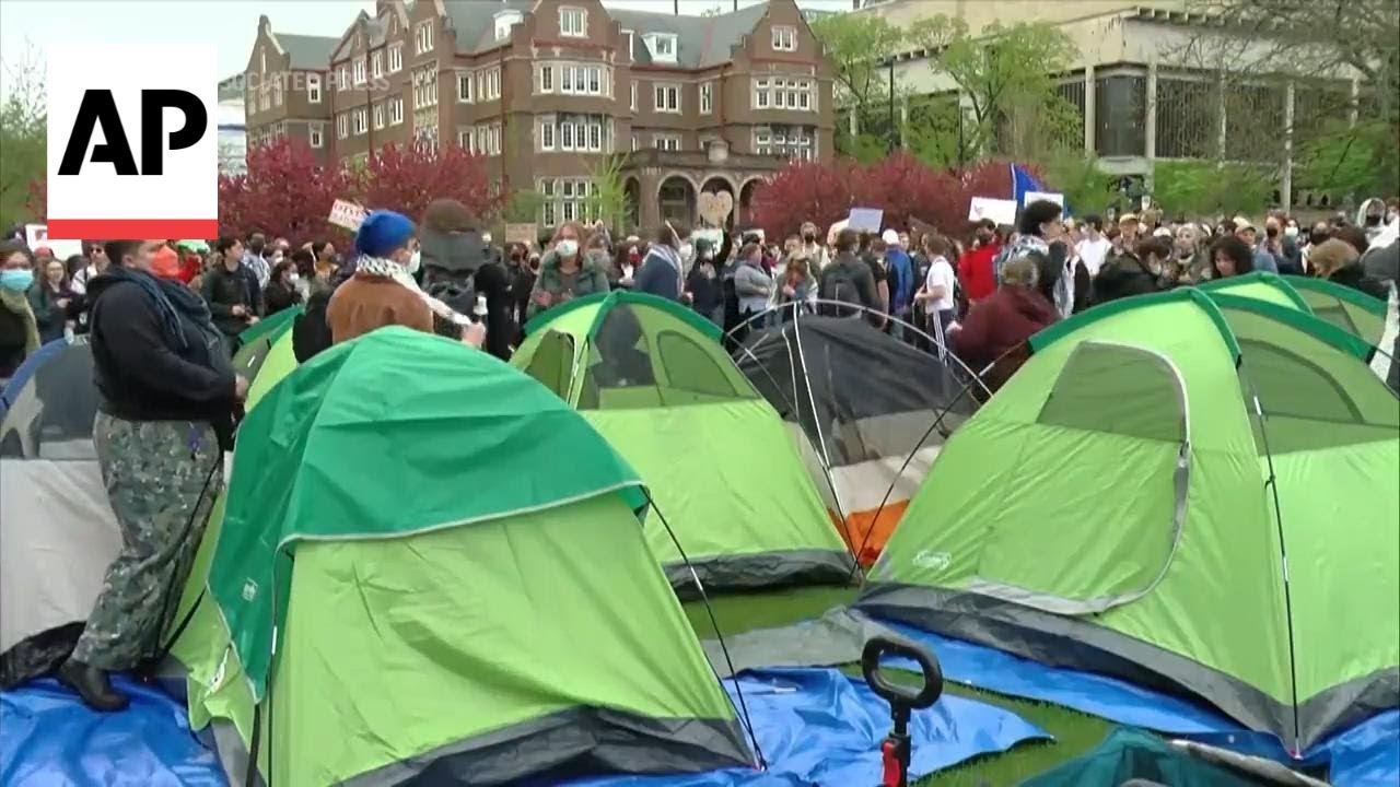 University of Wisconsin students set up tents to protest Israel-Hamas war