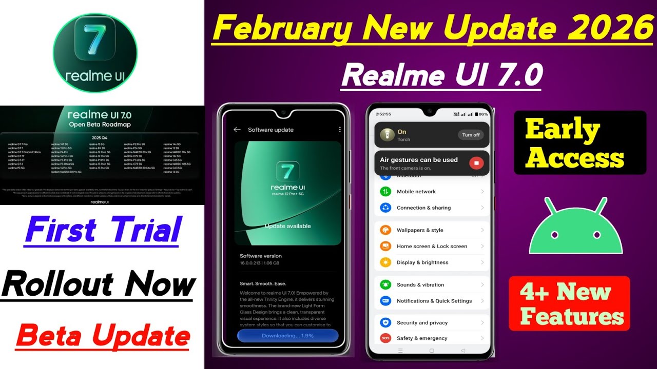 Новое обновление Realme в февральском раннем доступе (2026) | Основные функции нового обновления ...