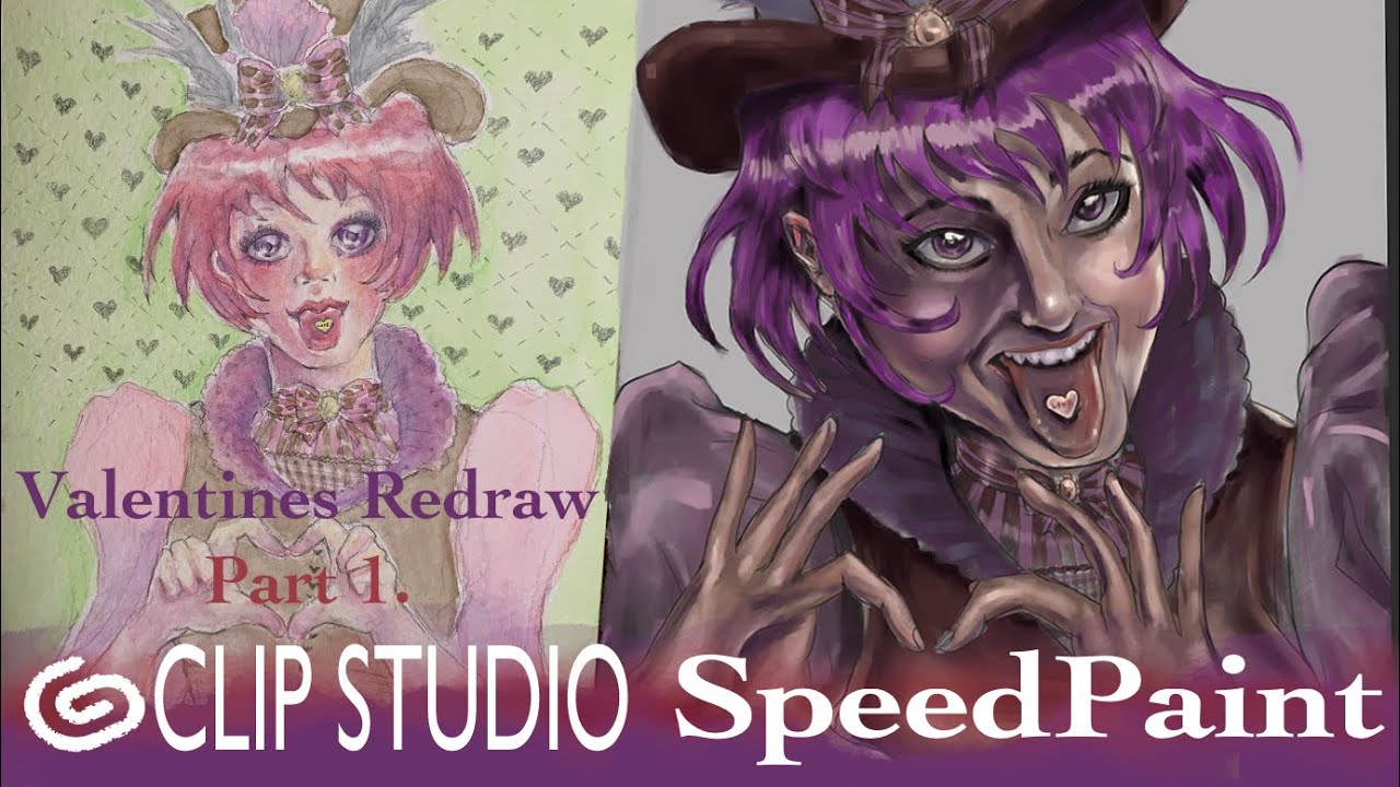 (Speedpaint) ( Clip Studio Paint ) Valentines redraw part 1.