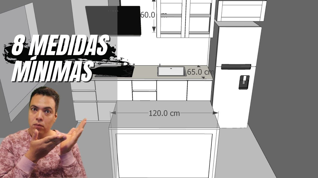 8 medidas mínimas para cocinas modernas integrales - armarios de cocina, muebles y encimera