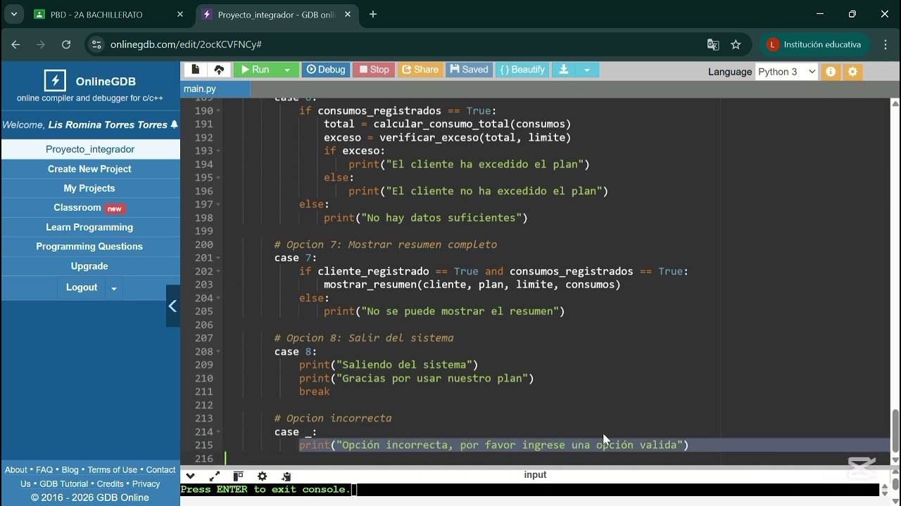 PROYECTO DE PROGRAMACIÓN Y BASE DE Datos (3er Trimestre) 