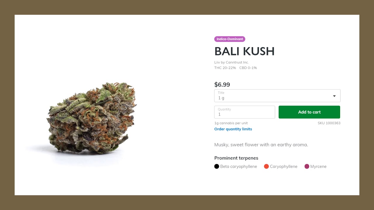 Review of BC government weed (marijuana) - BALI KUSH (LIIV)