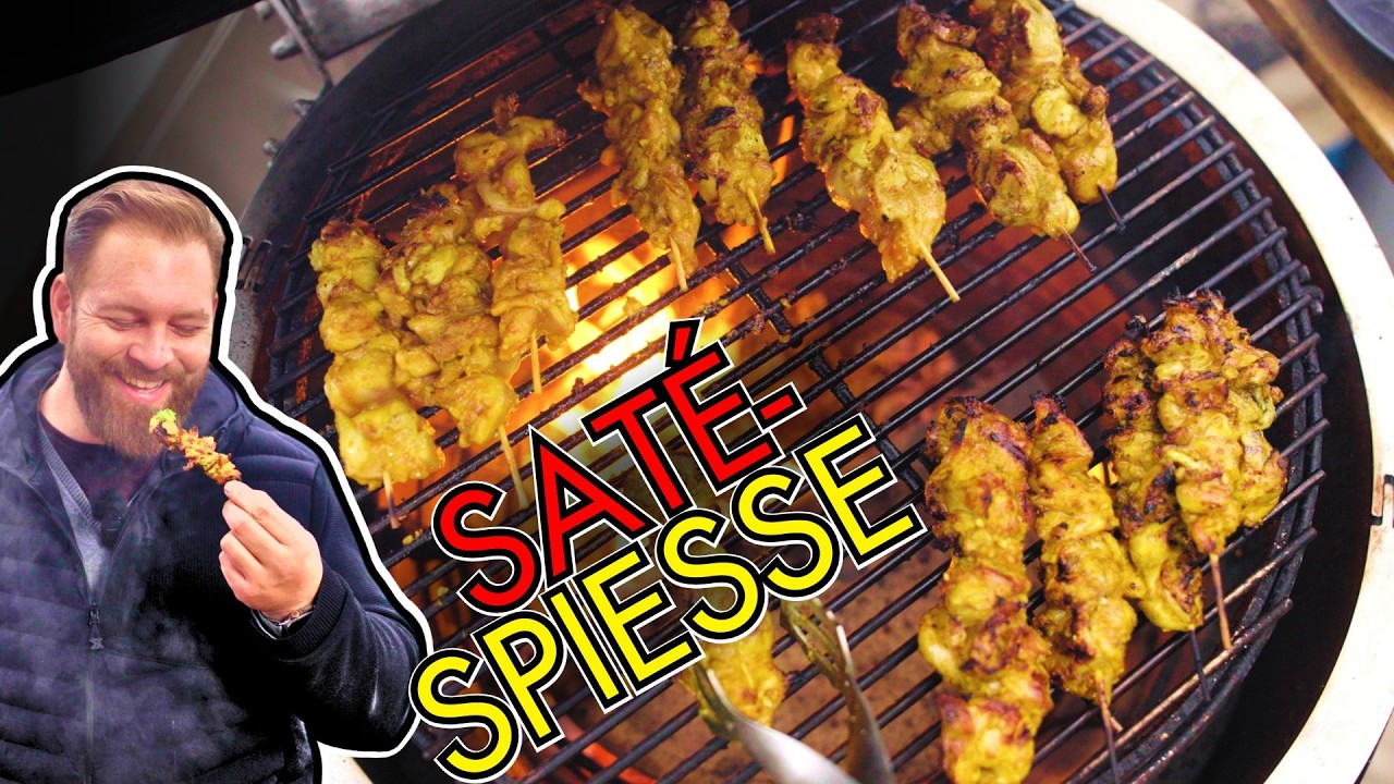 So einfach und schnell gehen Saté Spieße mit Erdnuss-Dip