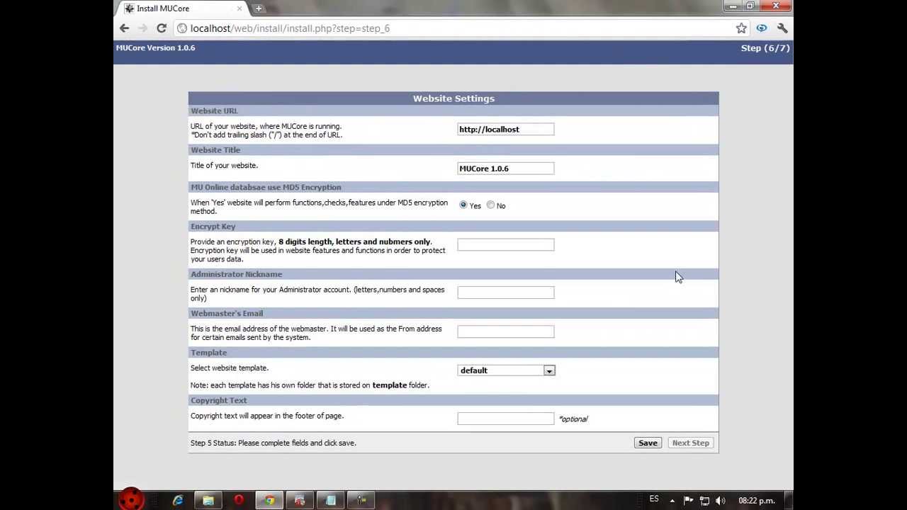 Solucion del instalar la web mucore  y problemas de registro 2011