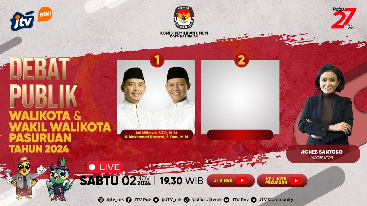 LIVE I DEBAT PUBLIK WALIKOTA DAN WAKIL WALIKOTA PASURUAN TAHUN 2024 | JTV