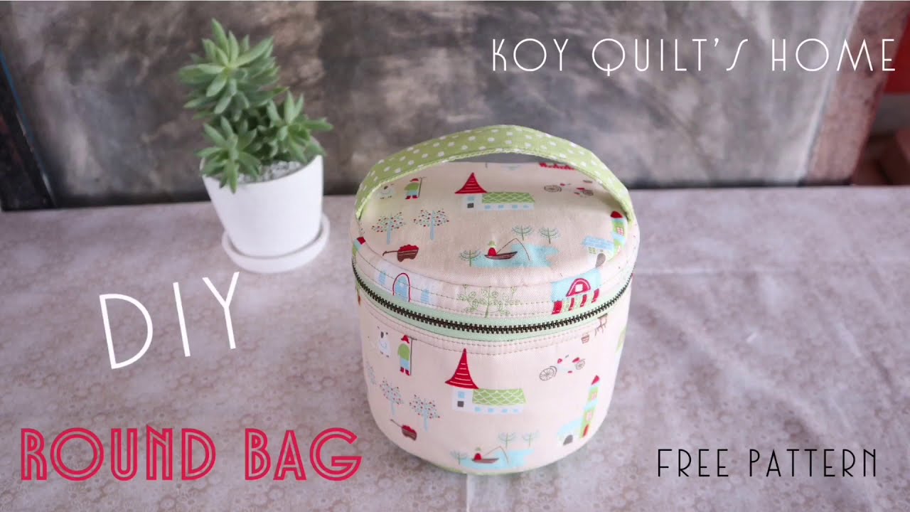 DIY Round Bag | How to |Sewing Bag | Makeup Bag | วิธีเย็บผ้ากระเป๋าทรงกระบอก | ใส่อุปกรณ์เย็บผ้า |