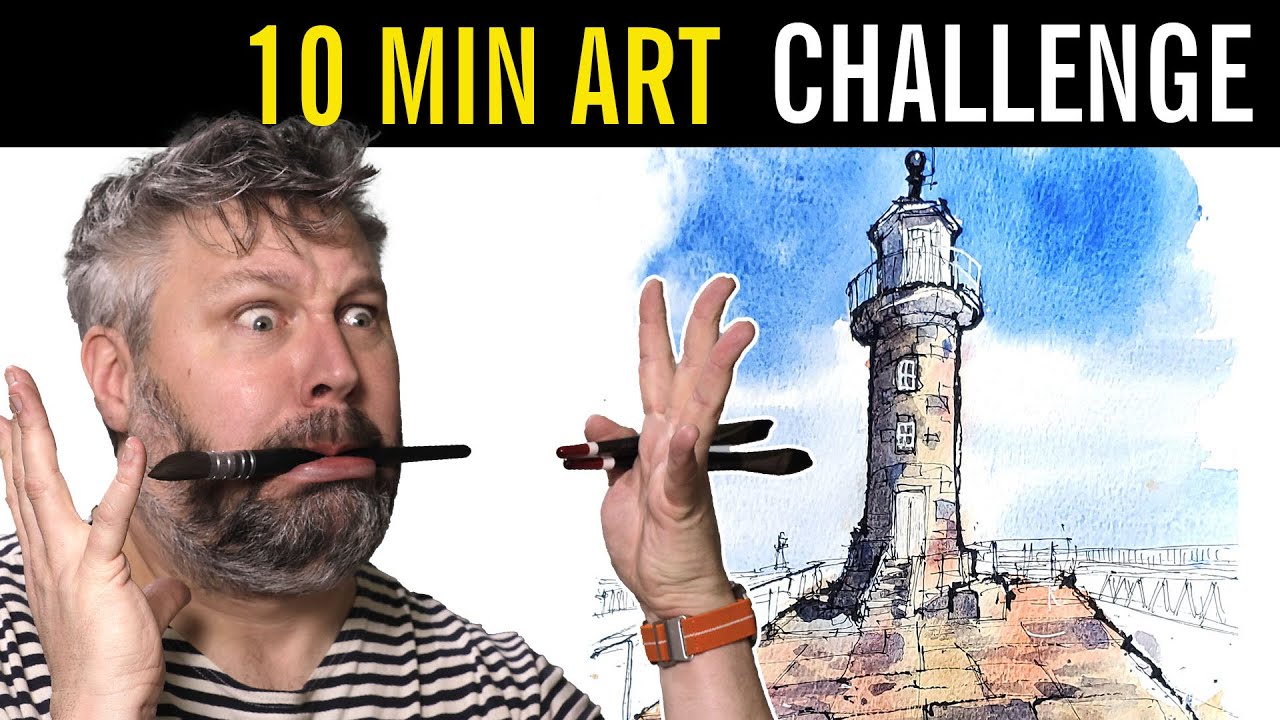 10 Minute Tuesdays - Urban Sketching FAST and LOOSE and ON THE CLOCK!! - Whitby Lighthouse
