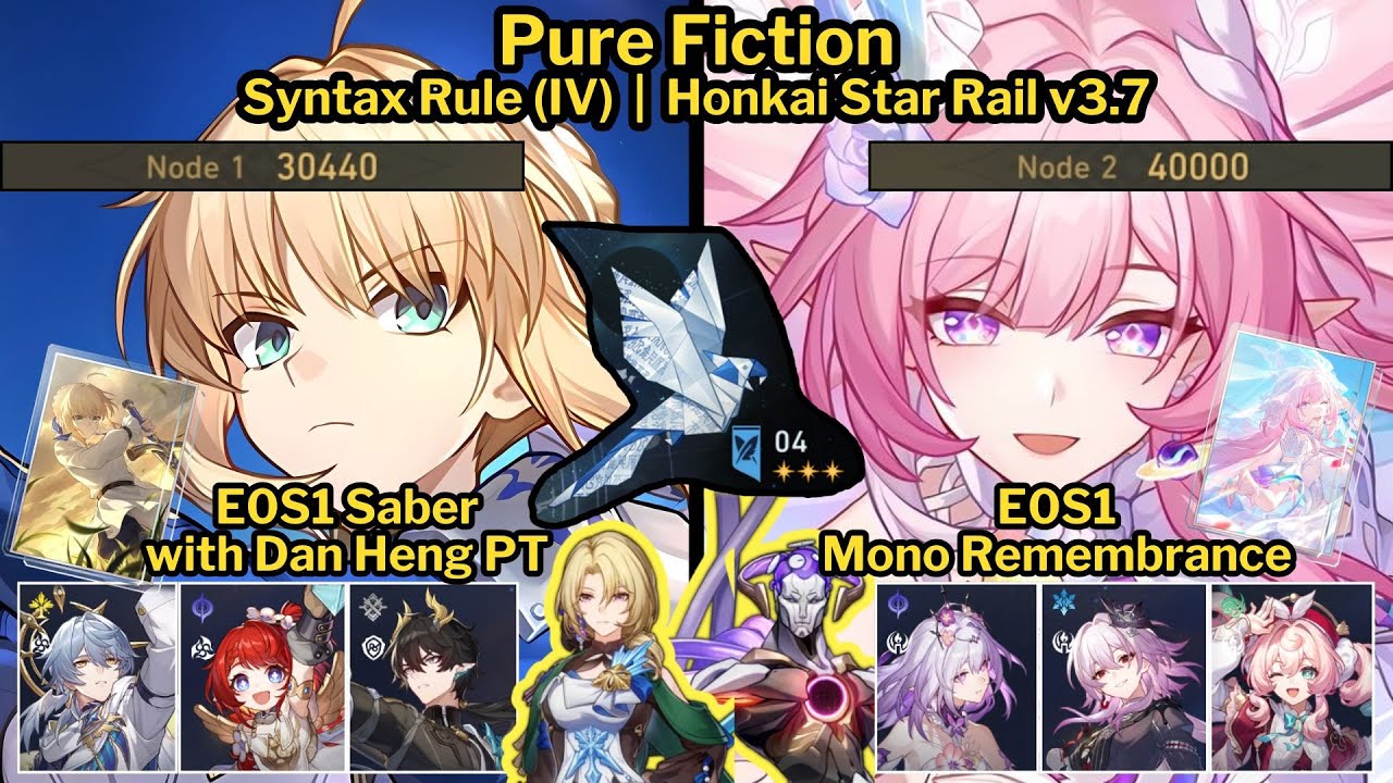 Pure Fiction E0S1 Saber and E0S1 Cyrene Mono Remembrance Full Stars | Honkai Star Rail v3.7