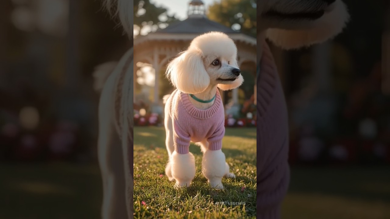 Golden Hour Walk: Poodle Parent & Tiny Pup at the Park 🌸🐩🐶