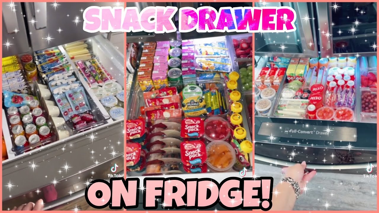 SNACK DRAWER RESTOCK & REFILL ASMR 🍫 #SnackDrawer on Fridge 💫 Tiktok Compilation finds.