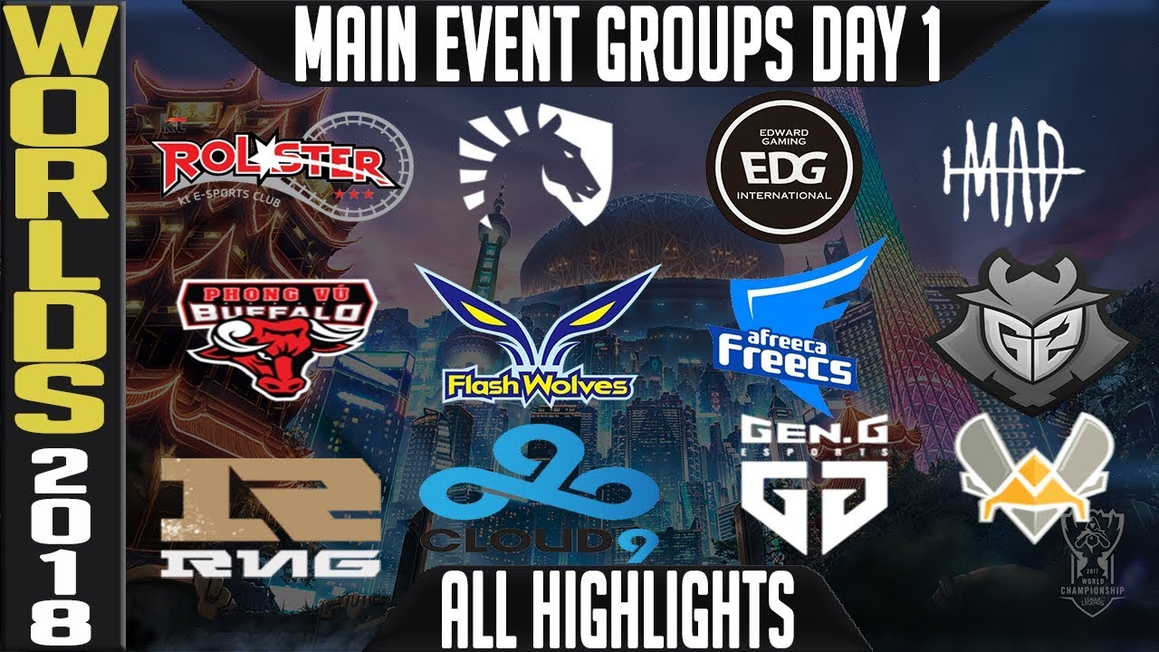 LoL Worlds 2018 Day 1 Highlights Main event Group Stage - ALL GAMES, Standings and MVP