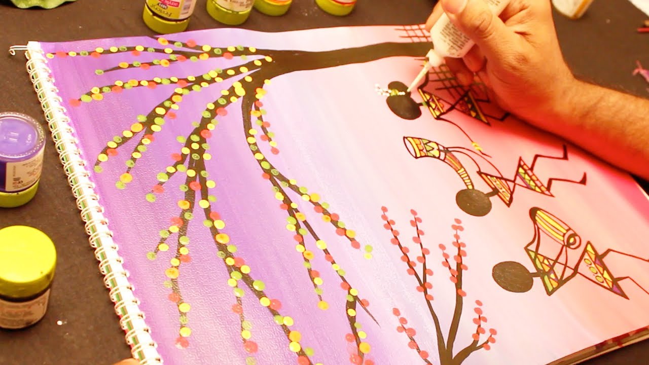 Warli art painting(Trible painting) for beginners by acrylic colours#mycreativehub