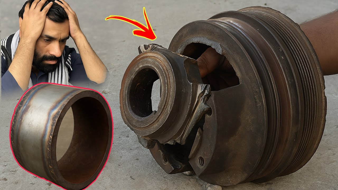 A Shattered DEFUCNT Old Model LISTER Engine Pulley in Multiple CRUMBS Repaired By FEASIBLE Mechanic