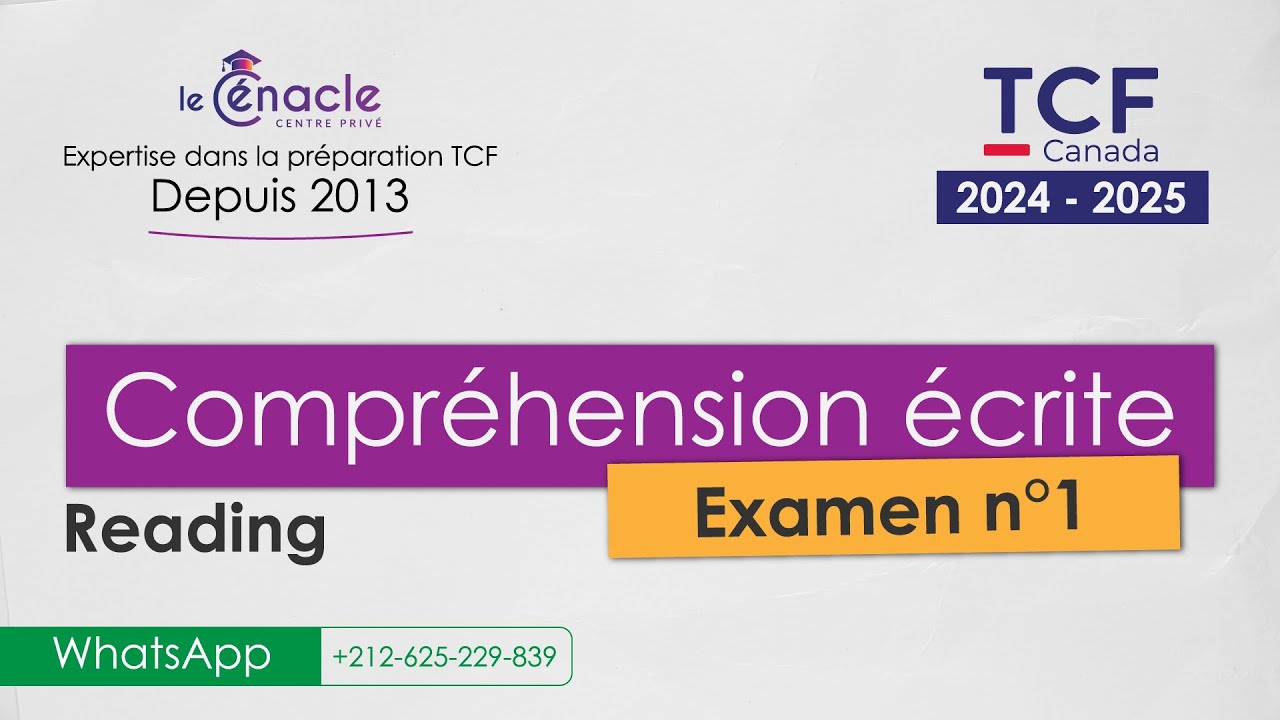 TCF - Compréhension écrite - Exam CECRL N°1 | Reading TCF |