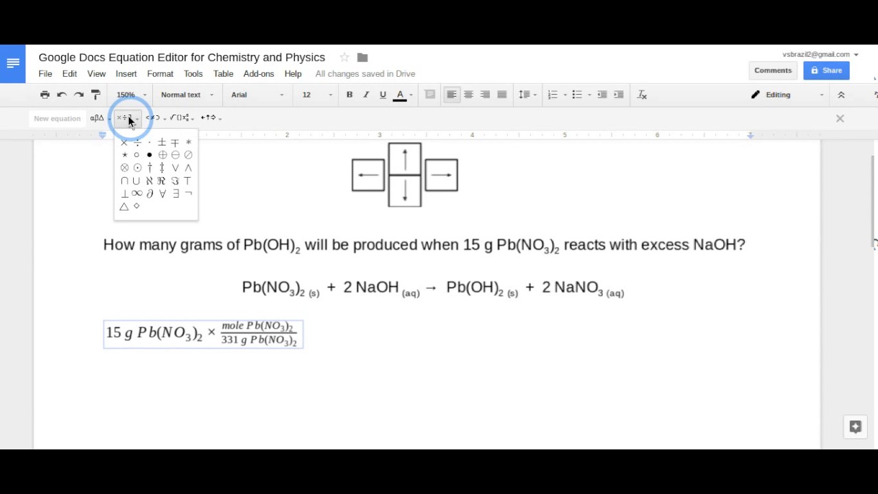 Google Equation Editor for Chemistry and Physics