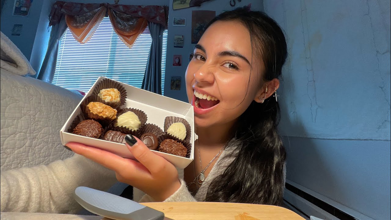 ASMR mini mukbang eating chocolates
