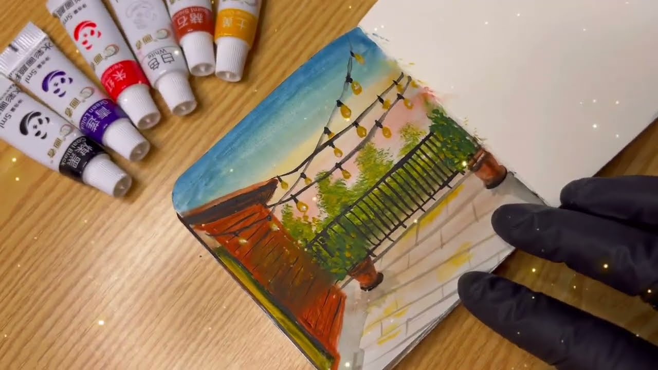 A cozy Sunset Painting | Easy sunset painting for beginners