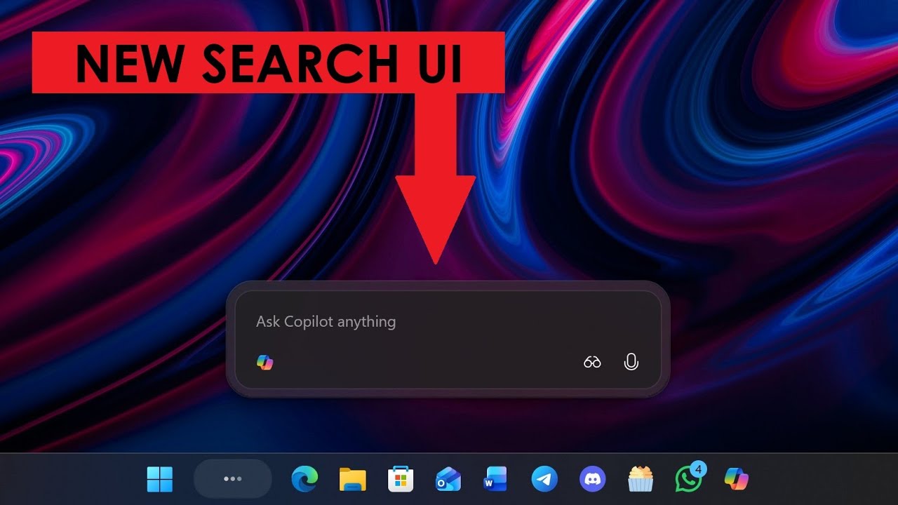 Первый взгляд: новая панель поиска Copilot на панели задач Windows 11
