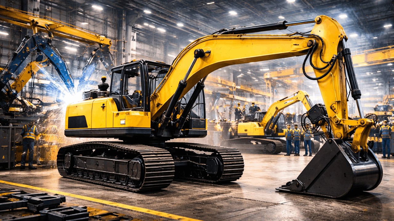 Hydraulic Excavator Manufacturing in a Mega Plant | Heavy Equipment Factory