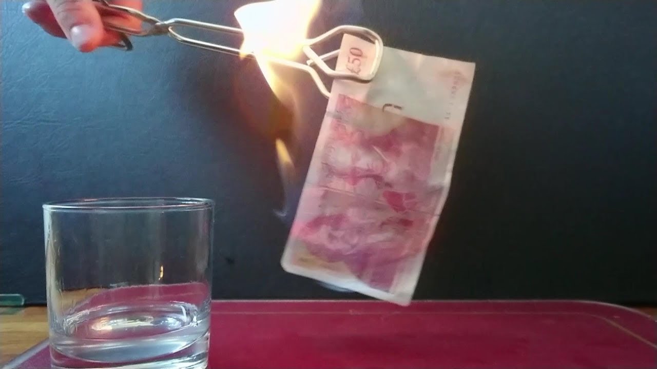 Burning a &pound;50 Note