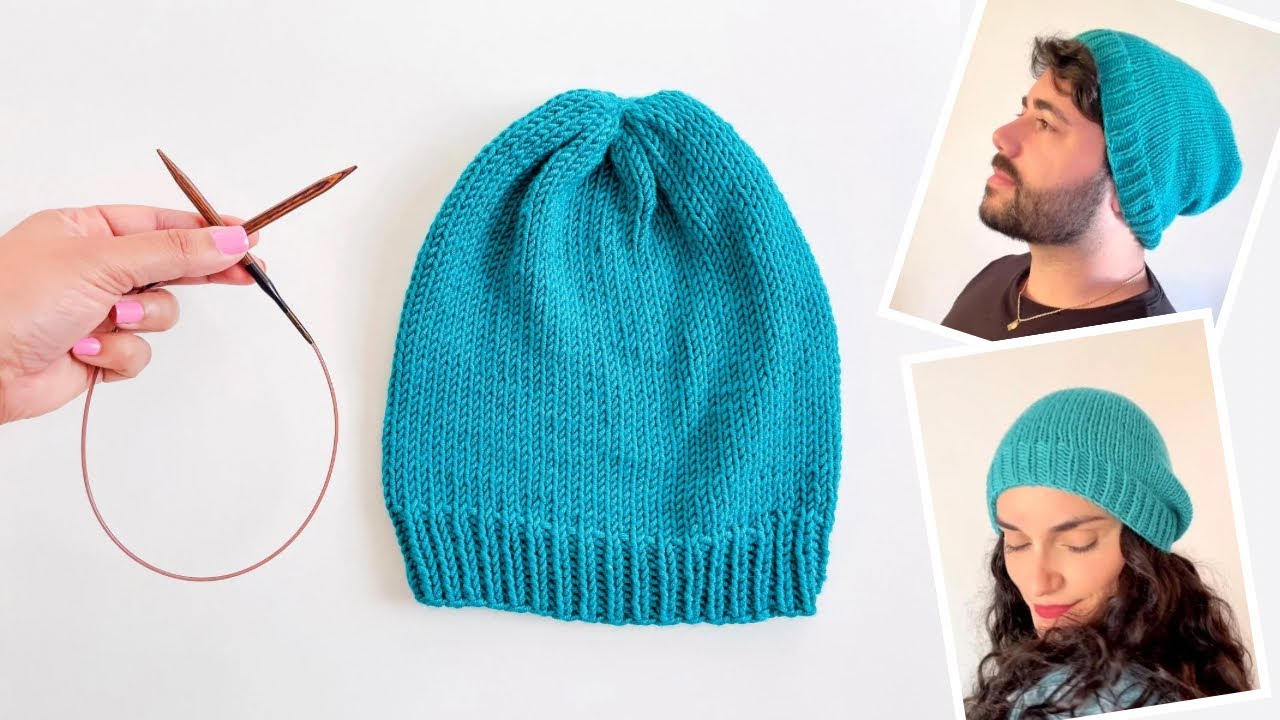 GORRO UNISSEX EM TRIC&Ocirc; COM AGULHA CIRCULAR | Passo a Passo de Touca F&aacute;cil e R&aacute;pida Para Iniciantes