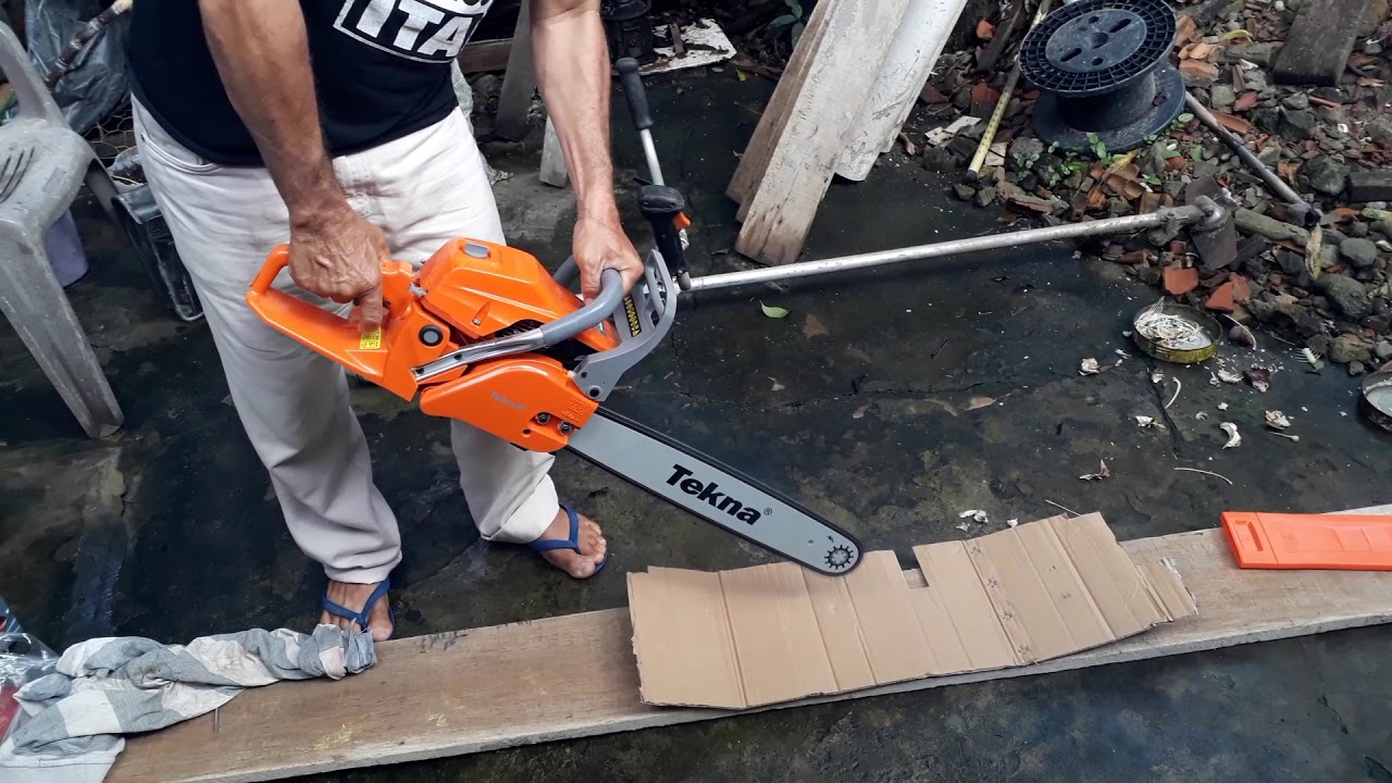testando pela primeira vez o motosserra Tekna