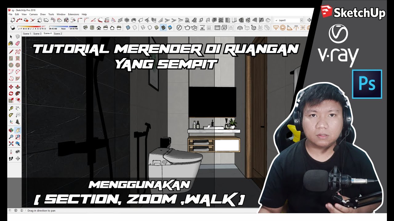 TUTORIAL RENDER DI RUANGAN YANG SEMPIT MENGGUNAKAN( SECTION, ZOOM ,WALK )