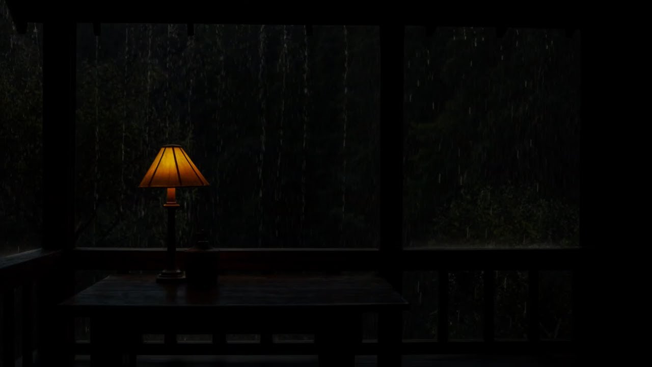 Soft Light on the Table ✨ Balcony Rain Outside | Peaceful Evening Atmosphere