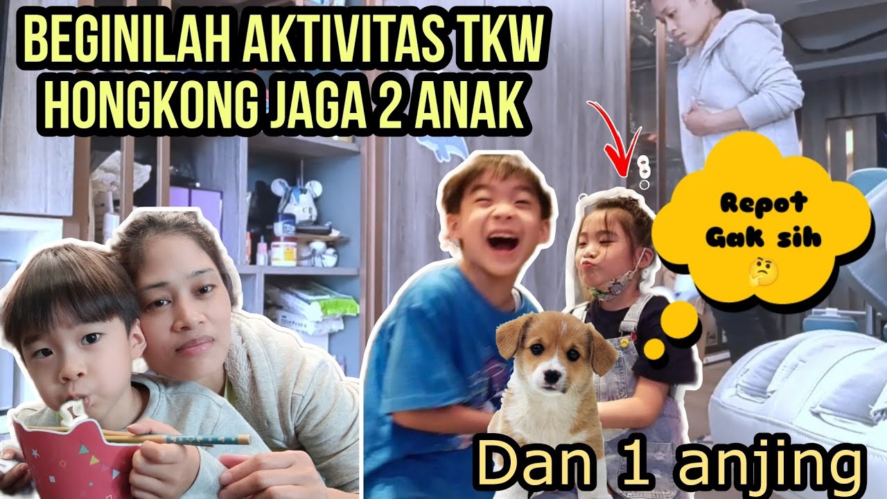 Aktivitas TKW Hongkong Jaga 2 Anak Dan 1 Anjing ‼️ Repot Gak Sih 🤔❓‼️