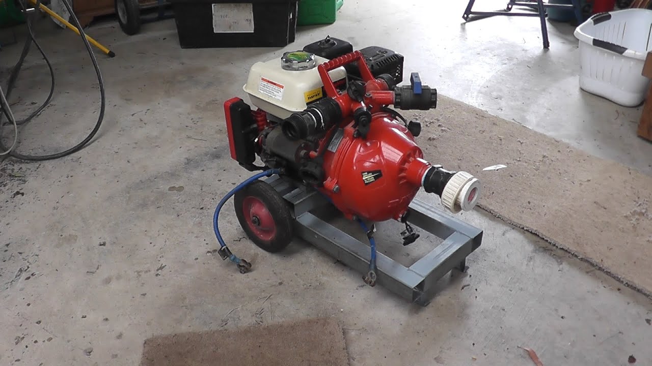 Bush fire water pump frame with wheels