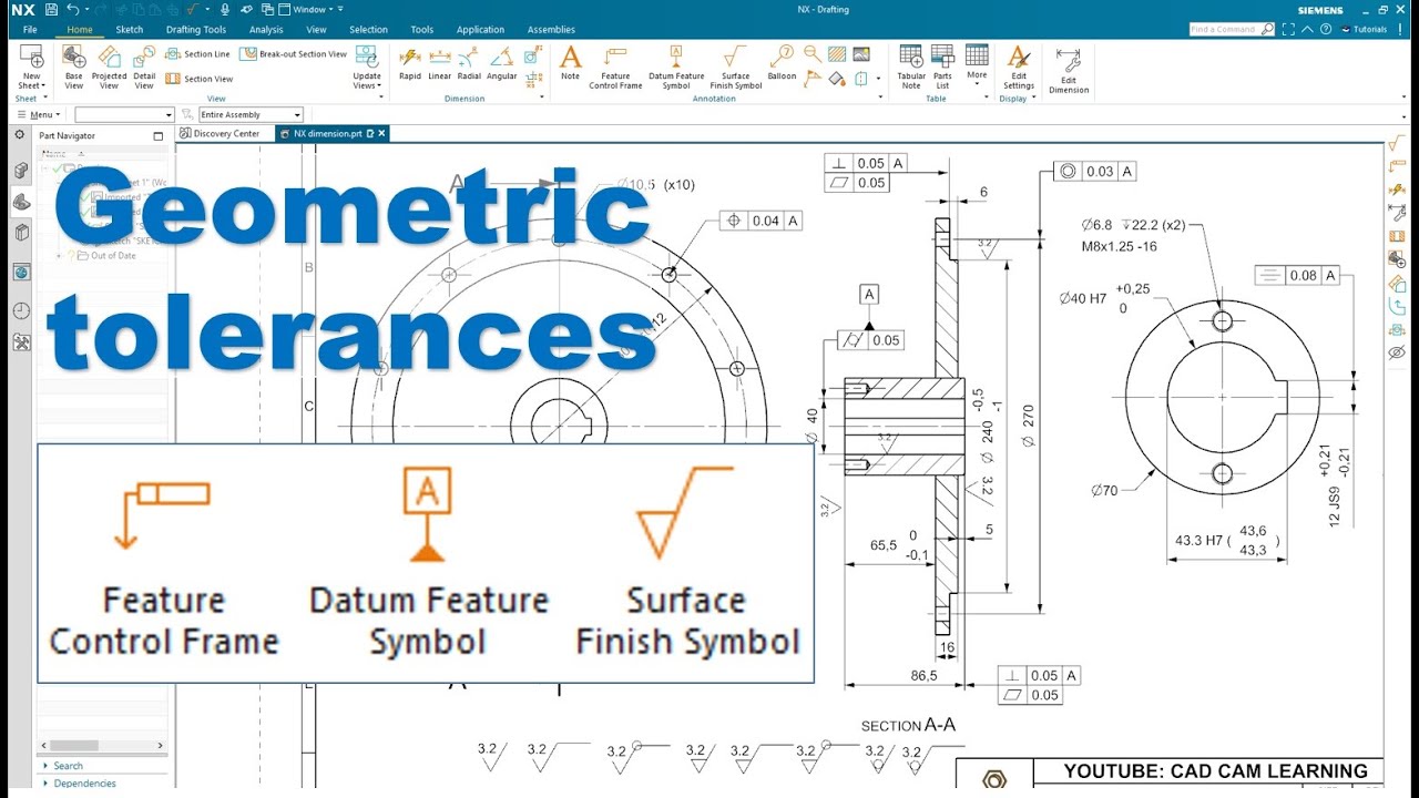 SIEMENS NX DRAFTING #9 | Create Geometric Tolerances - Feature Control Frame - Surface Finish Symbol