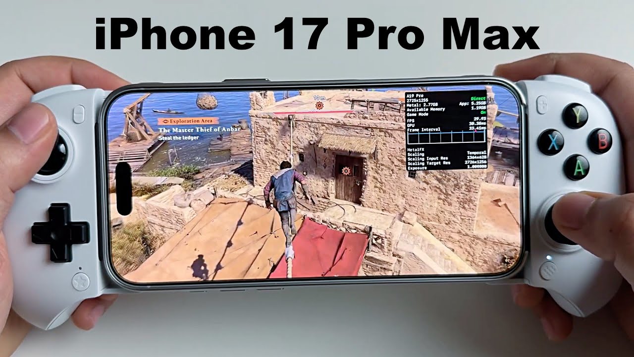 Тест игр на iPhone 17 Pro Max с использованием мобильного игрового контроллера 8BitDo Ultimate.