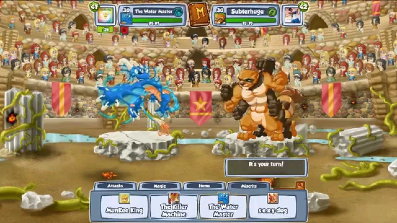 Miscrits level 30 battel (Hanuphoon,Preliator,Leviafin and Excavior)