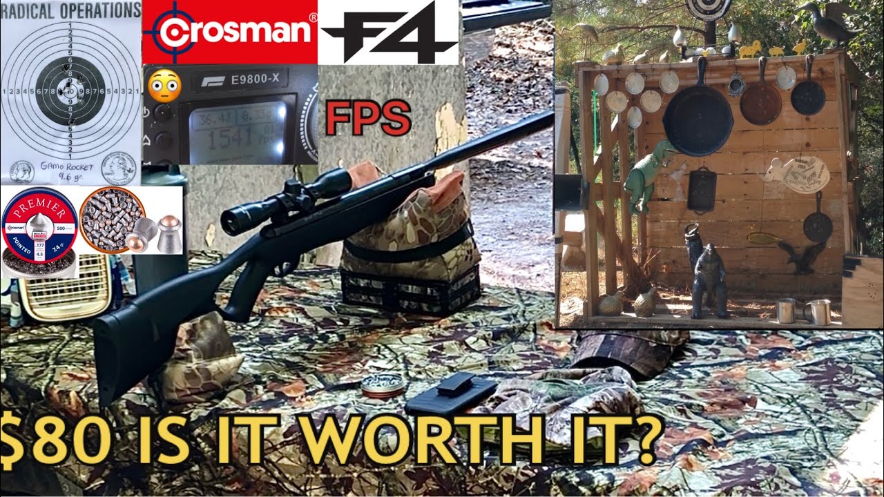 Полный обзор/полевые испытания пневматической винтовки Crosman F4 за 80 долларов. Нитропоршневой ...