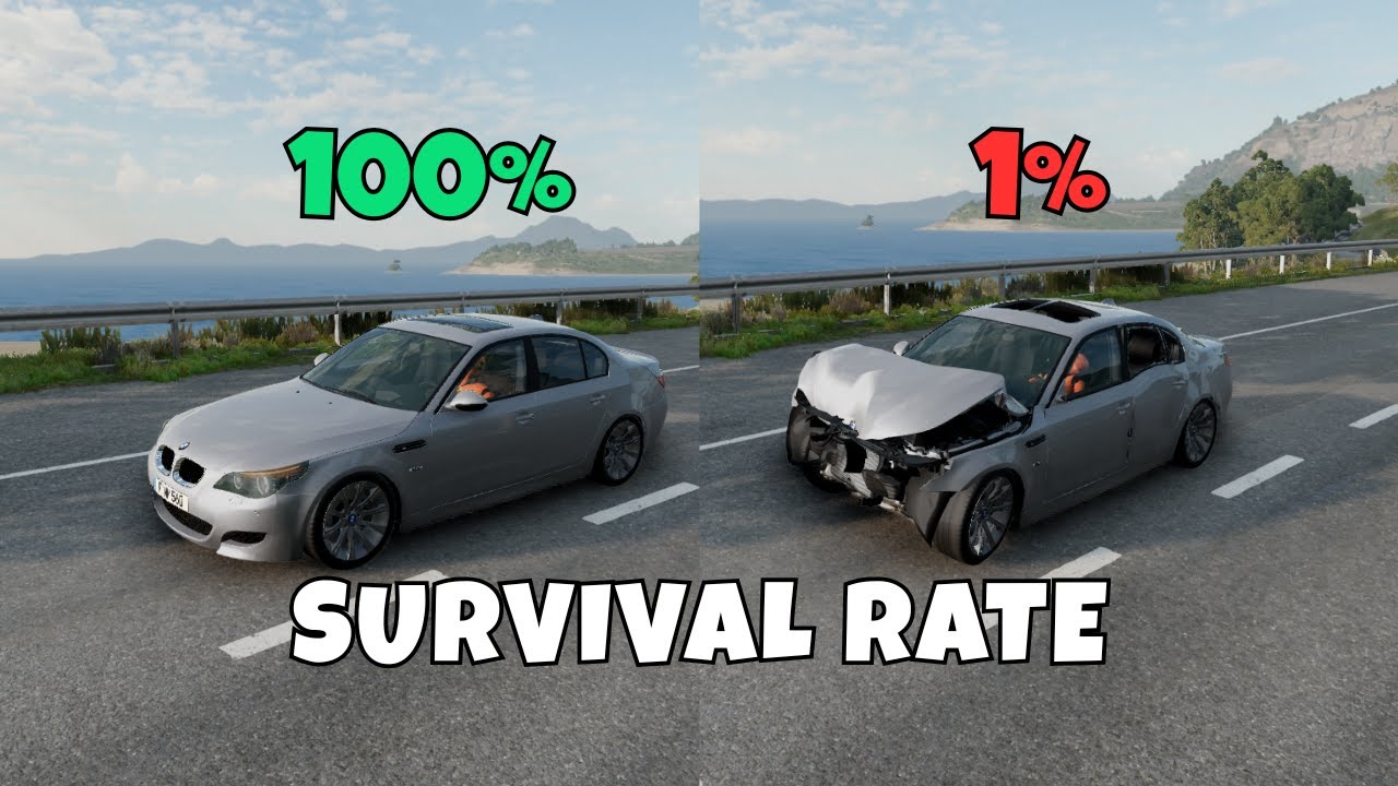 Реалистичные автомобильные аварии с вероятностью выживания #1 | BeamNG.drive