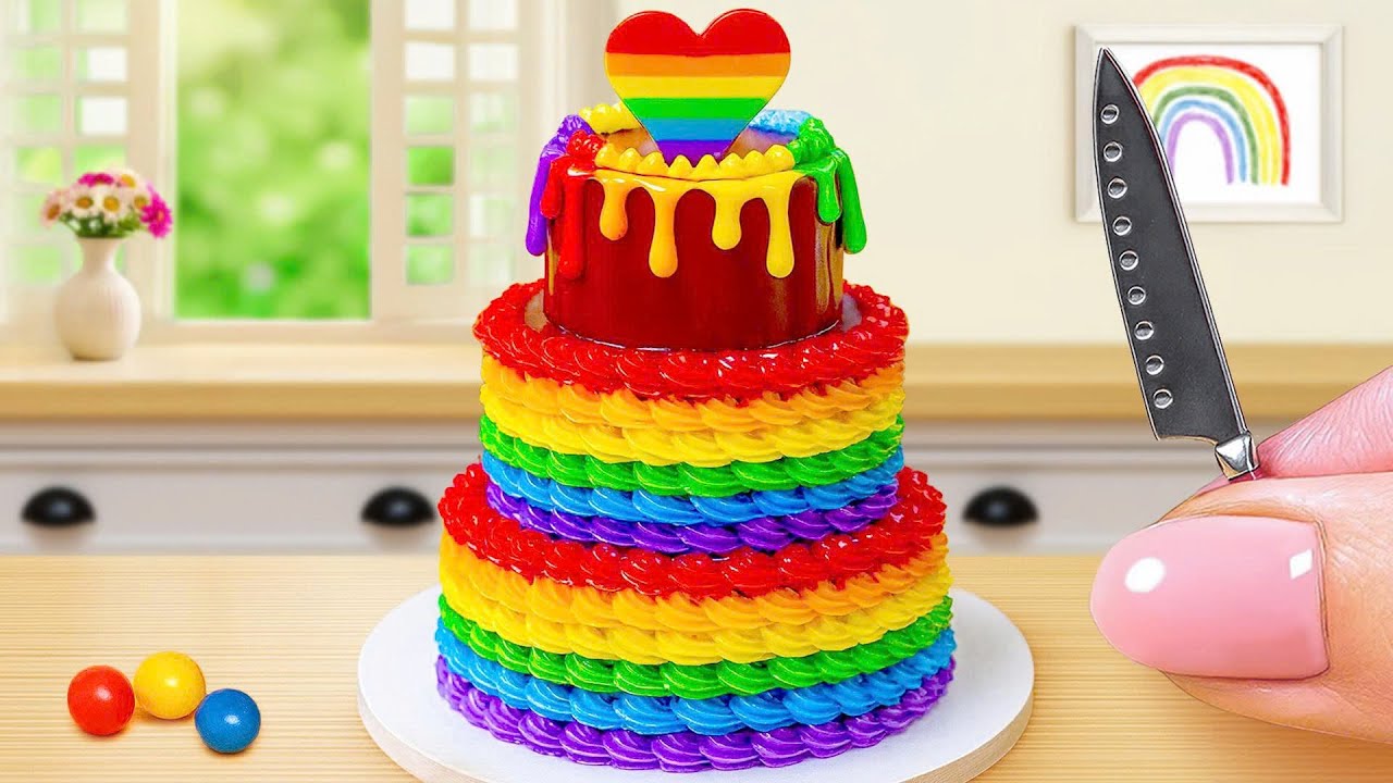 Rainbow KITKAT Chocolate Cake Recipe🌈Satisfying Mini Rainbow Chocolate Cake Decorating