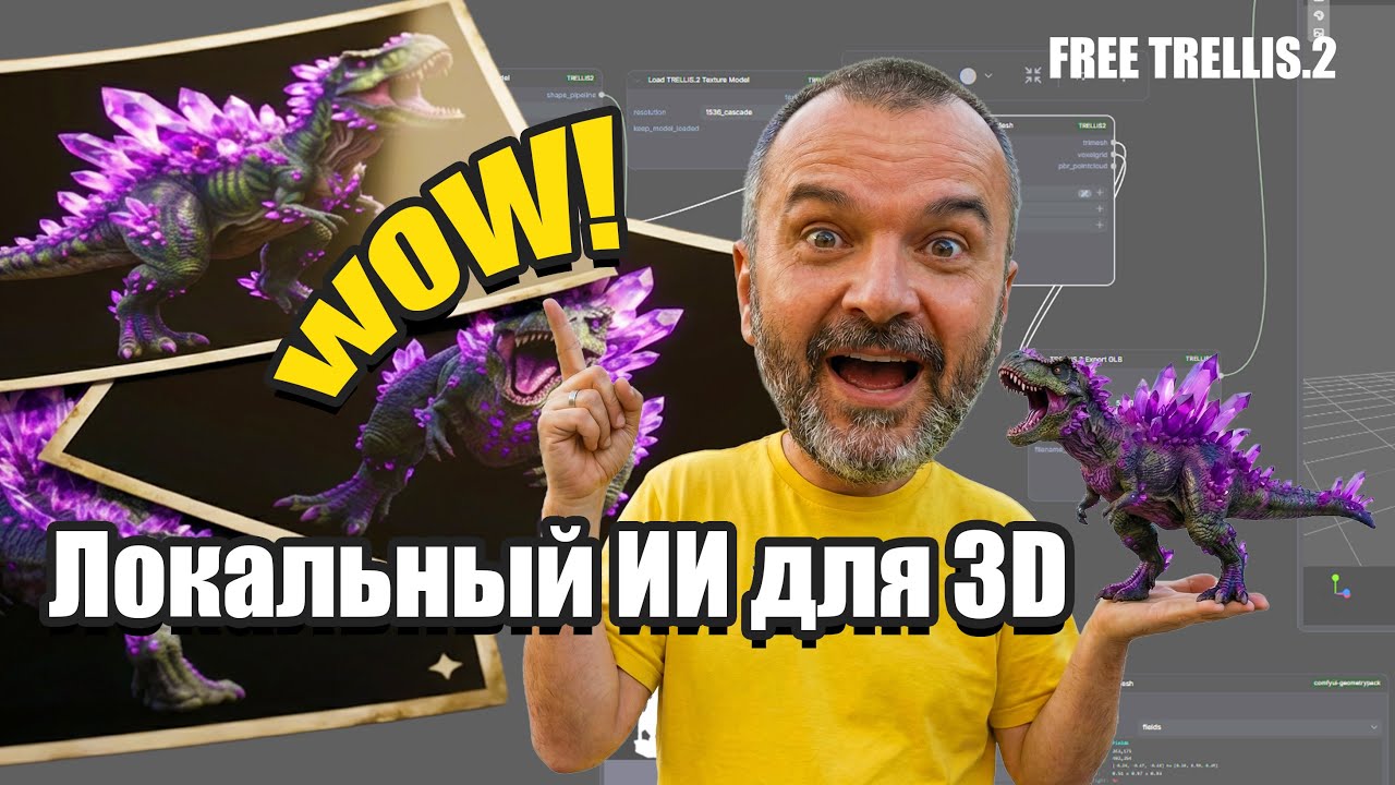 Microsoft Trellis 2: установка в ComfyUI + 3D с 1 картинки (8GB VRAM)