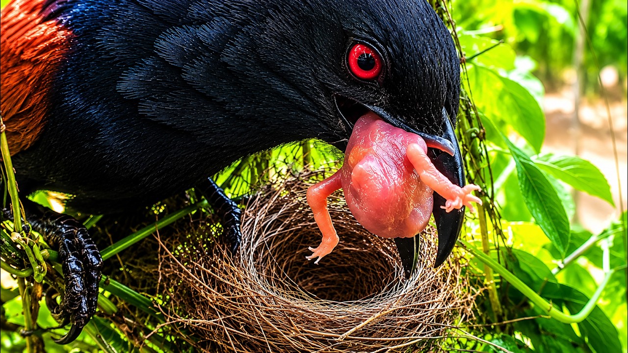 Savage Cuckoo Swallows Baby birds Alive in front of Mother | Cuckoo EatsUp Bulbul Babies | nestwatch