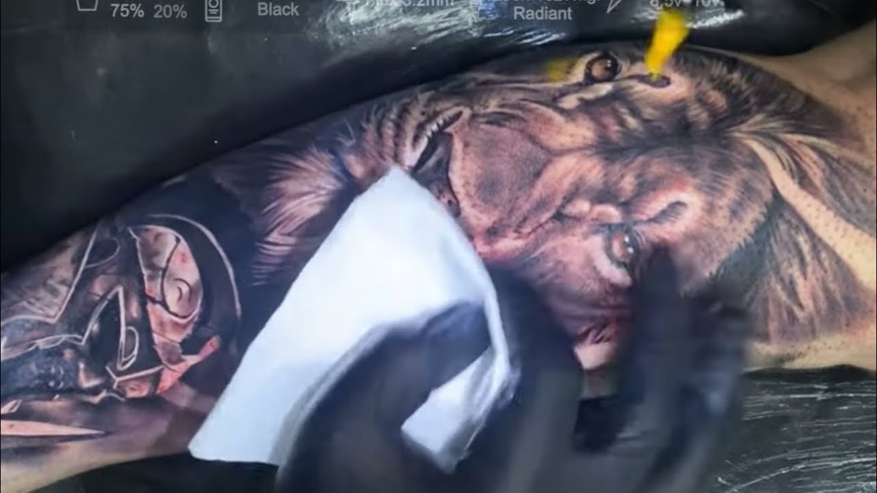 LEÃO REALISTA E GUERREIRO - TATUANDO EM TEMPO REAL - LOCKINK