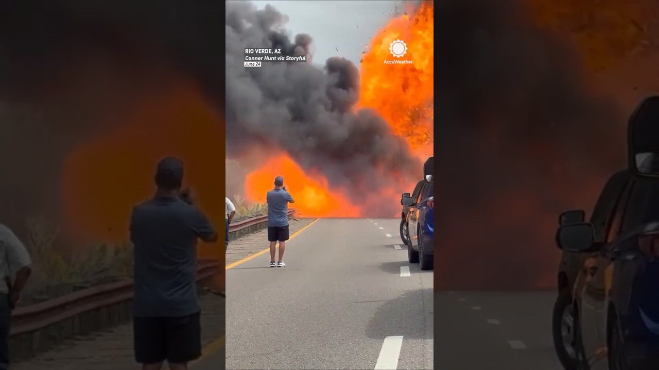 Massive fireball shuts down Arizona highway, starts wildfire