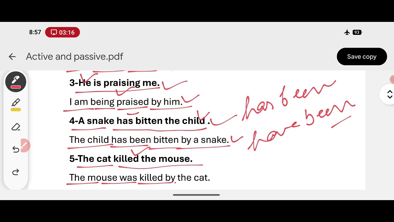 Active and Passive Voice( one liner Sentences)