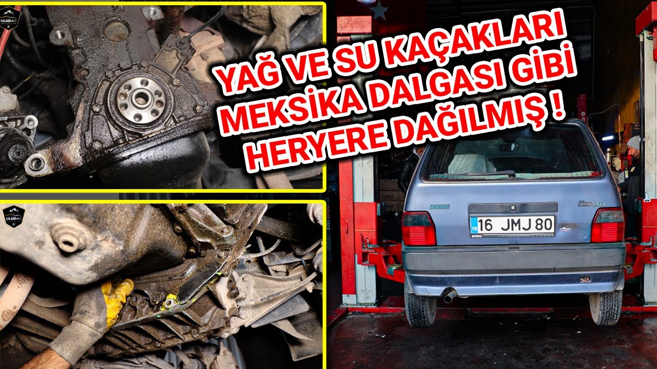 ARACIN HER YERİNDEN ZİNCİRLEME YAĞ VE SU KAÇAKLARI VAR ŞOK OLACAKSINIZ! (Fiat Uno 1.4 Motor)