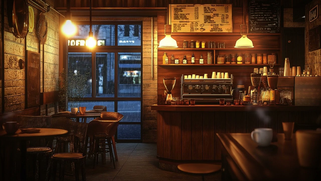 KAHVE DÜKKANI ORTAMI (YAĞMUR VE KAFE SESLERİ) KİTAP OKUMA, DERS ÇALIŞMA VE ODAKLANMA☕🧋🍪🎧