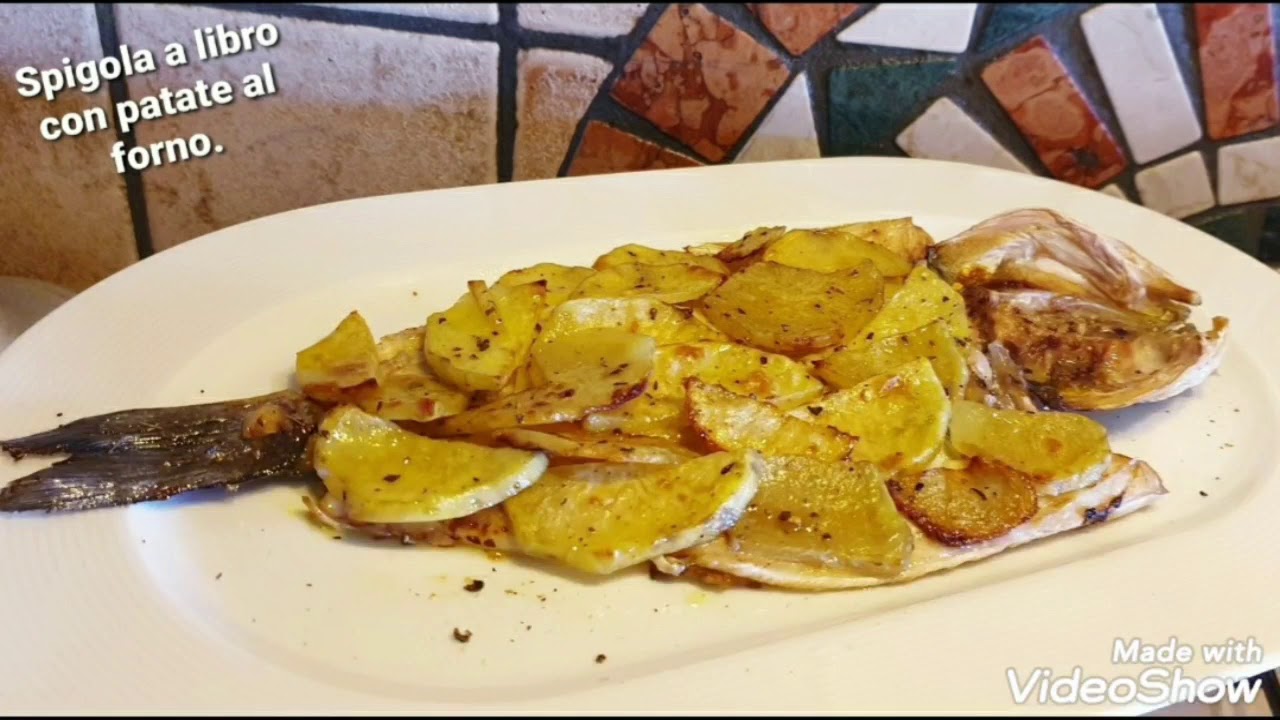 SPIGOLA CON PATATE AL FORNO. Ricetta completa in descrizione ⬇️⬇️⬇️