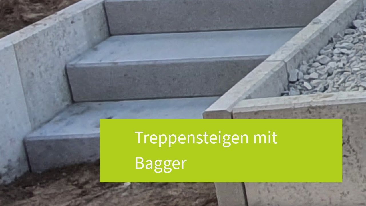 Treppen überfahren mit Bagger