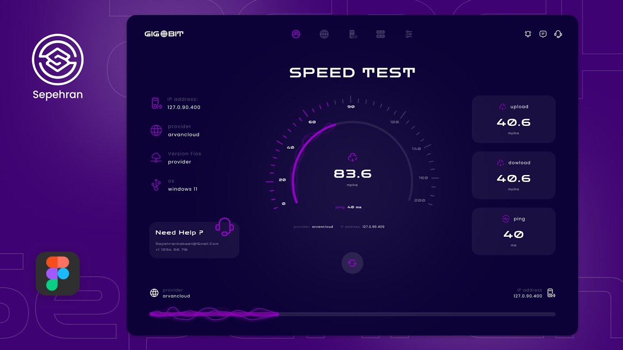 Figma : How to Wireframe + Design a  Modern Internet Speed Test UI Design Using Figma | speed Art